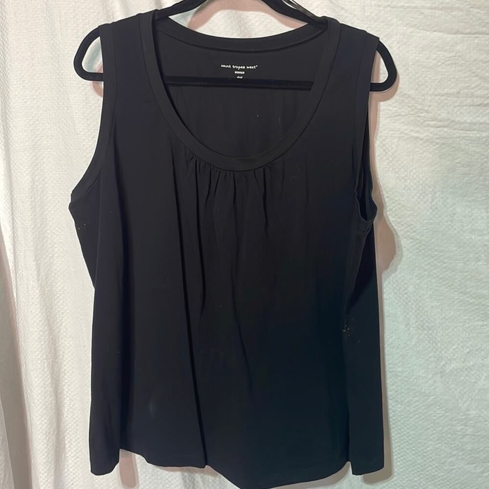 Saint Tropez West 2x black scoop neck with gathers nwot perfect